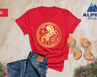 Chinese New Year 2026 Horse Shirt, Year of the Horse 2026 Tshirt, Lunar New Year Clothing, Chinese New Year Tee, Floral Horse Chinese Tee