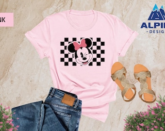 Checkered Minnie Shirt, Retro Minnie Mouse Shirt, Disney Girl Shirt, Disney Girl Trip Shirt, Vintage Disney Shirt, Disney Women Shirt Gifts