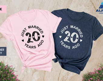 Custom Just Married 20 Years Ago Shirt, 20th Wedding Anniversary Matching Couples, Gift for 20th Wedding Anniversary, Married for 20 Year
