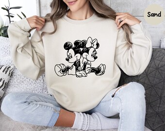 Mickey and Minnie Sweatshirt, Mickey Minnie Sketch Sweatshirt, Mickey Mouse Shirt, Disney Family Sweatshirt, Disney Girl Shirt, Valentine's