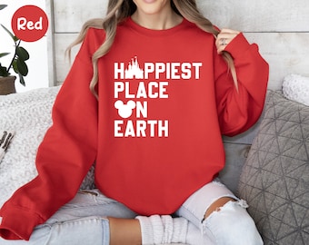 Happiest Place On Earth Sweatshirt, Mouse Ears Sweatshirt, Magical Family Trip Matching, Disney Mickey Mouse Sweater, Disney Trip Sweatshirt