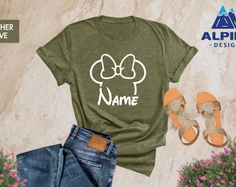 Personalized Disney Minnie Shirt, Customize Disney Trip T-shirt, Custom Minnie Name, Minnie Mouse With Name, Gift For Woman, Disney Shirts