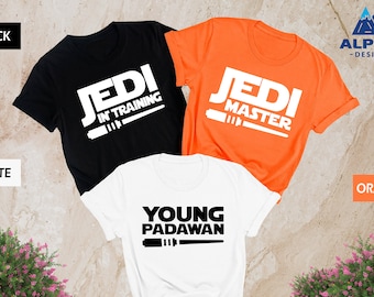 Star Wars Matching Shirts, Jedi Master, Jedi In Training, Young Padawan, Disney Kids Shirts, Disney Family Matching, Dad and Son Jedi Shirts