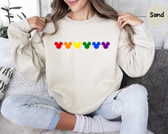 Disney Mickey Mouse Sweatshirt, Disney LGBT Couples Matching Sweatshirt, Mickey Rainbow Head Sweatshirt, Gay Pride, LGBT Gifts,Disney Pride