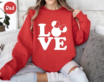 Minnie Love Sweatshirt, Disney Love Sweatshirt, Disneyworld Couples Sweatshirt, Best Couples Sweatshirt, Minnie Head Sweat,Disney Sweatshirt