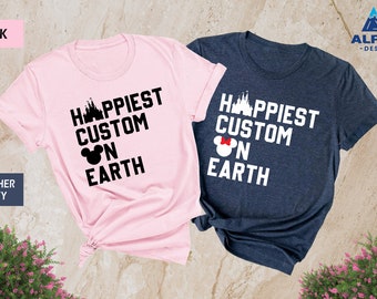 Custom Happiest on Earth Shirt, Personalized Disney, Disney Vacation, Disney Gift, Disney Family, Mickey Minnie Shirt, Disney Sweatshirt