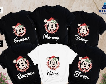 Personalized Disney Family Christmas Shirts, Christmas Disney Vacation, Family Christmas Party, Christmas Tees, Christmas Mickey Minnie Gift