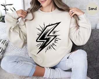 Lightning Sweatshirt, Lightning Bolt Sweat, Lightning Thunder Shirt, Flash Sweatshirt, Lightning Lover, Storm Shirt, Lightning Team Sweater