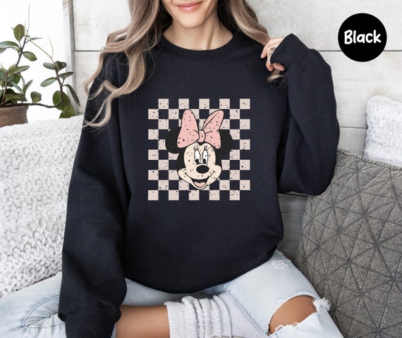 Retro Minnie Sweatshirt, Minnie Mouse Sweatshirt, Checkered Disney  Sweatshirt, Disney Girl Trip, Vintage Disney Tee, Disney Women Shirt Gift -  Etsy