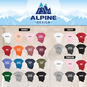 Pode incluir: Um gr&aacute;fico que mostra diferentes op&ccedil;&otilde;es de cores para camisetas em tamanhos unissex, juvenil e infantil. O gr&aacute;fico inclui cores como branco, rosa, vermelho, preto, cinza mesclado, laranja mesclado, malva mesclado, vinho mesclado, columbia mesclado, azul escuro mesclado, azul marinho mesclado, oliva mesclado, verde floresta e cinza mesclado claro.