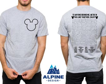 Interactive Disney Shirt, Waiting In Line Puzzle Double Side Disney, Disney Dad Gift, Disney Mom Shirt, Funny Disneyworld Disneyland Tee
