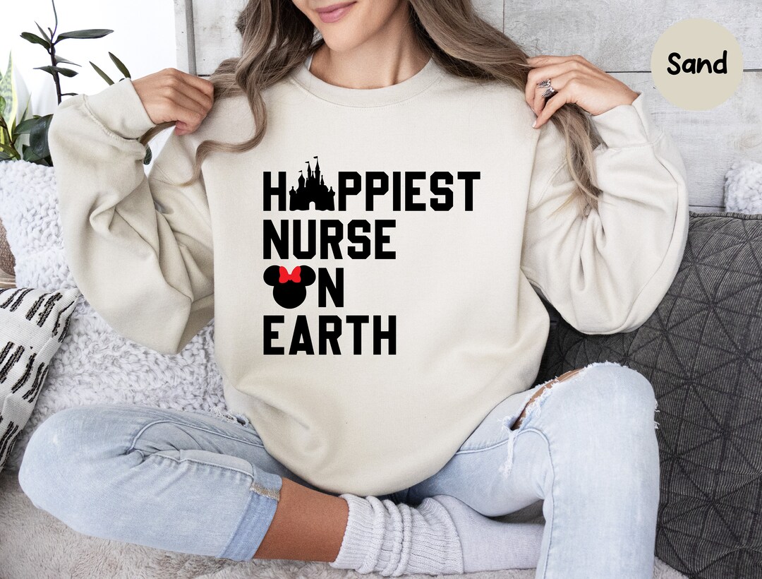 Happiest Nurse on Earth Disney Sweatshirt, Nurse Gift, Minnie Mouse