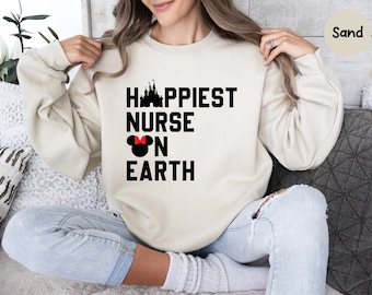 Happiest Nurse on Earth Disney Sweatshirt, Nurse Gift, Minnie Mouse Sweatshirt, Disney World Shirt, Disney Shirt, Cute Nurse Shirt, Nursing