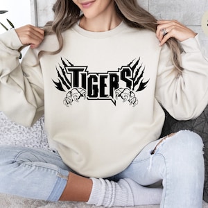 Tigers Team Sweatshirt, Tigers Football Shirt, Tigers Fan Sweatshirt, Tigers School Shirt, Tigers School Spirit, Tigers Sweatshirt Gifts