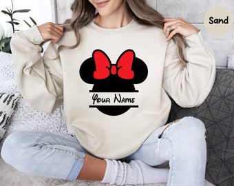 Personalized Disney Minnie Sweatshirt, Customize Disney Trip Sweat, Mickey Mouse With Name, Minnie Mouse With Name, Woman Gift, Disney Shirt