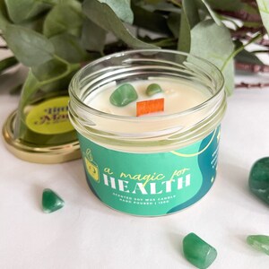 HEALTH CANDLE | Soy Wax Scented Candle Crystal Manifestation Magic Candle Hand Poured Gift Spiritual Candle Handmade Gift Birthday Idea