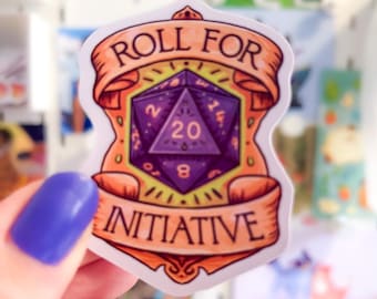 Pegatina de dado D20 - Tira por iniciativa - Vinilo para jugadores de rol