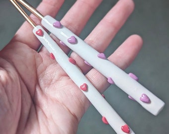 Valentine's Tiny Hearts Crochet Hook / Custom Crochet Hooks / Personalised / Crochet Gift Ideas / Ergonomic Crochet Hook / Made To Order