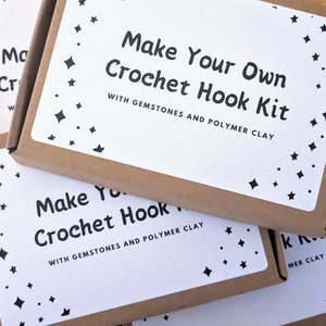 Make Your Own Crochet Hook Kit / Choose Gemstone and Clay Colour / Custom / Personalised / Handmade / DIY Kit / Crochet Gift / Unique Gift