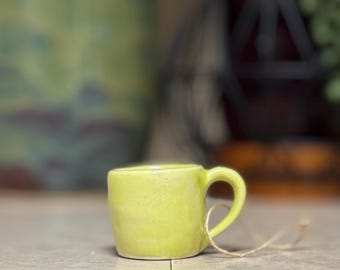 Lime Green Mini Ceramic Mug – 2oz Craft & Display Cup | Approx. 2