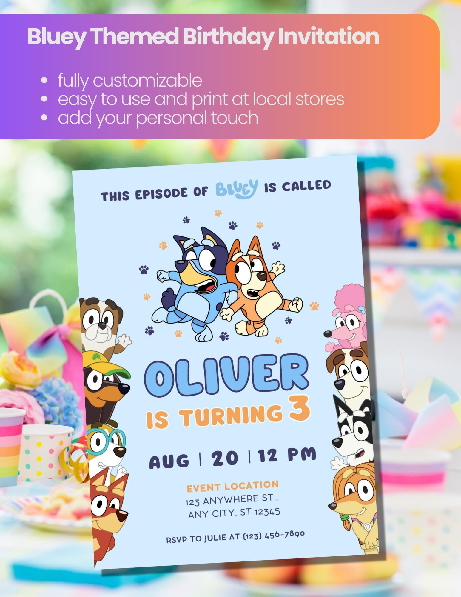 Bluey Boys Birthday Template (5x7)