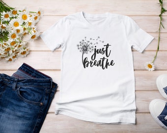 Just Breathe Dandelion Wishes Diseño de archivo PNG en blanco o negro