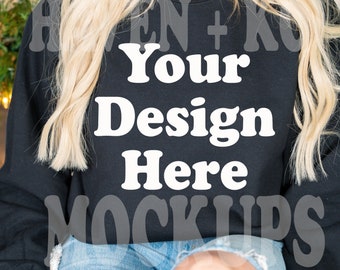 Gildan 18000 Sweatshirt Mockup, Black Sweatshirt,  Crewneck Sweatshirt Mockup, Gildan Black Mockup, Sweatshirt Mockup, Christmas Mockup