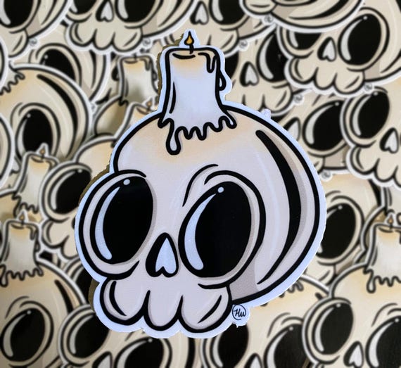 Skull Candle Sticker - Hand-Drawn Sticker for Laptop, Water Bottle, Planner, or iPad - Cute Horror Aesthetic - Horror Sticker - Custom Gifts