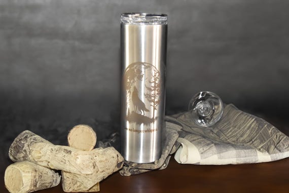 Wolf Tumbler - Custom Metal Tumbler - Personalized Wolf Gift - Howling Wolf Cup - Personalized Insulated Tumbler - Moon Tumbler - Wolf Moon