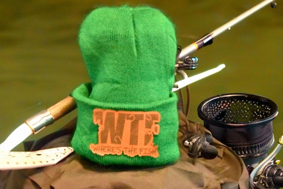 Where's The Fish Beanie - Custom Fishing Beanie - Fisherman Hat - Fish Beanie - Leather Patch Beanie - Funny Fish Gift - Custom Beanie