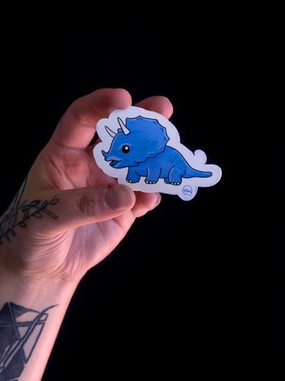 Blue Triceratops Sticker