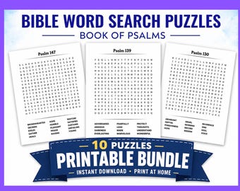 Book of Psalms Word Search Puzzles: Printable Bible Games (Digital Download)