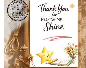 Printable Teacher Appreciation Card | 5x7  Greeting Card (Digital Download) |