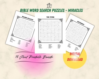 Bible Miracles Word Search Puzzles for Adults & Teens (Digital Download)
