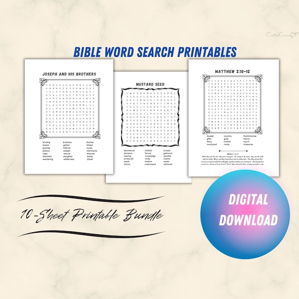 Printable Bible Word Search Designed for Teenagers to Adults | Word Search Puzzles | Find A Word Puzzles