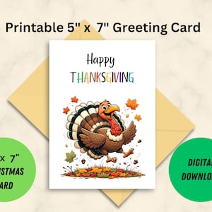 Happy Thanksgiving Card | Printable Greeting Card | 5&quot;x7&quot; Card |