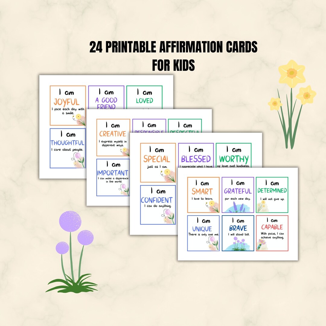 Printable Affirmation Cards I Am Affirmations for Kids Positive ...