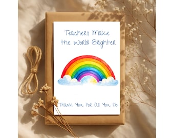 Printable Teacher Appreciation Card | 5x7 Rainbow Greeting Card (Digital Download)