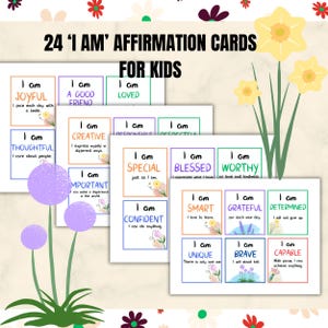 Printable Affirmation Cards  | I Am Affirmations for Kids | Positive Affirmation Cards | Lunchbox Notes | Spring affirmation cards