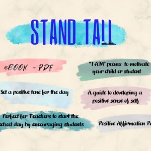 Poetry Ebook, Stand Tall, Inspirational Poems for Kids, Positive Affirmations for Kids, Rhyming ...