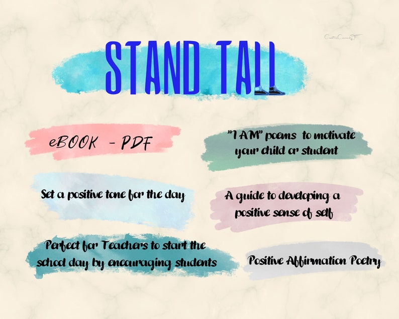 Poetry Ebook, Stand Tall, Inspirational Poems for Kids, Positive Affirmations for Kids, Rhyming ...