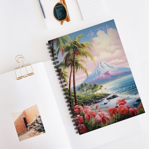 Custom Hawaii Spiral Notebook, Aloha notebook, Kids Notebook, Hibiscus notebook, Beach Notebook