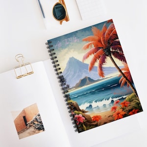 Custom Hawaii Spiral Notebook, Aloha notebook, Kids Notebook, Hibiscus notebook, Beach Notebook