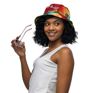 Sombrero de cubo Aloha Vibes, sombrero de cubo de Hawaii, sombrero de cubo personalizado de Hawaii, sombrero de cubo de flores de Hawaii