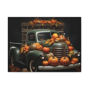 Vintage Truck Fall Print, Fall Pumpkin Print, Fall Decorations, Fall Pumpkin Wall Print