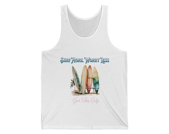 Surf More Worry Less Tank Top, Surfing Tank Top, Surfer Tank Top, Custom Surf Tank Top, Surf Tank Top for Men, Gift for Surfer