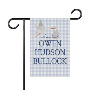 Custom Baby Garden Flag- Blue Stork, Baby Gift, Custom Baby Gift