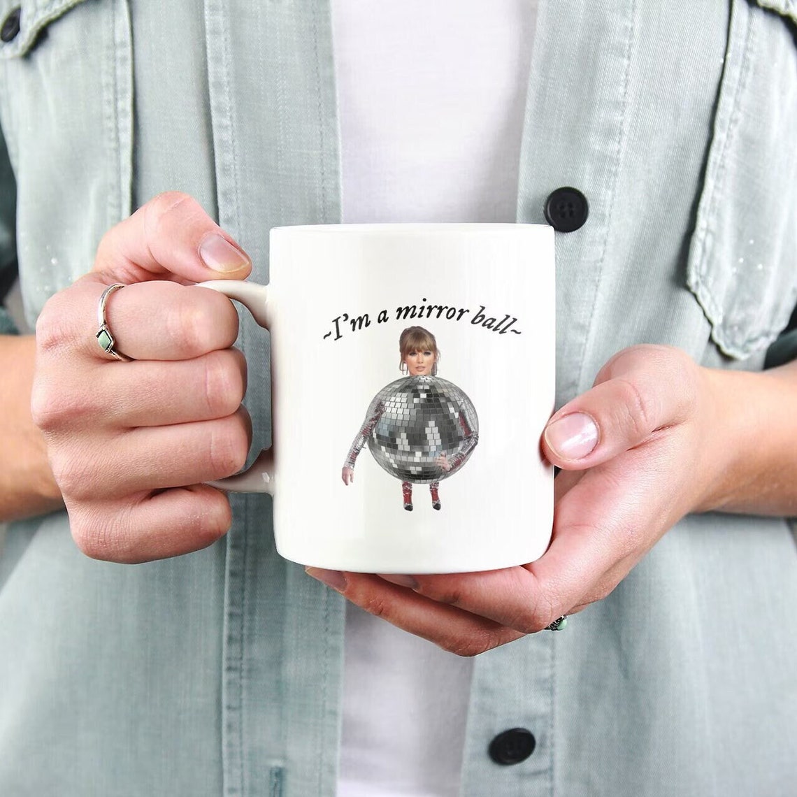 Taylor Im a Mirrorball Meme Mug Swiftie Office Tea Coffee Drinkware