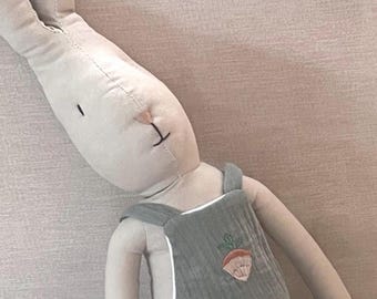Neutral Long Bunny: Adorable Long-Legged Toy, Removable Outfit