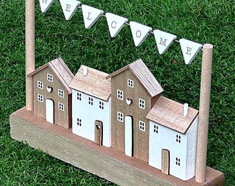 Home Place Welcome Sign: Wooden Stand Signage